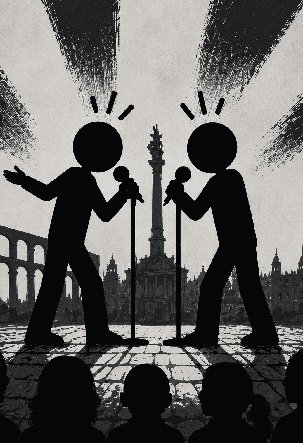 Tres personas debatiendo